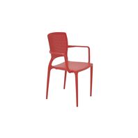 Cadeira Tramontina Safira com braços em Polipropileno e Fibra de Vidro Vermelha