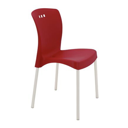 Cadeira Tramontina Mona em Polipropileno Vermelho com Pernas de Alumínio Anodizado