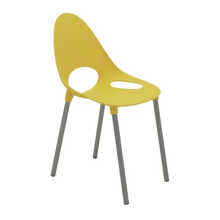 Cadeira Tramontina Elisa em Polipropileno Amarelo com Pernas de Alumínio Anodizado