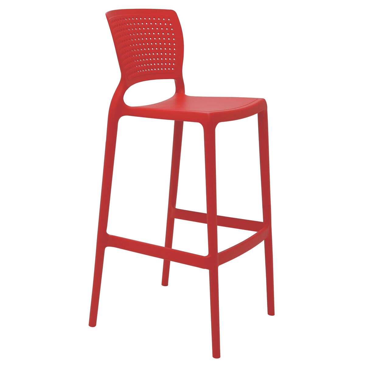 Cadeira Tramontina Safira Alta Bar em Polipropileno e Fibra de Vidro Vermelho