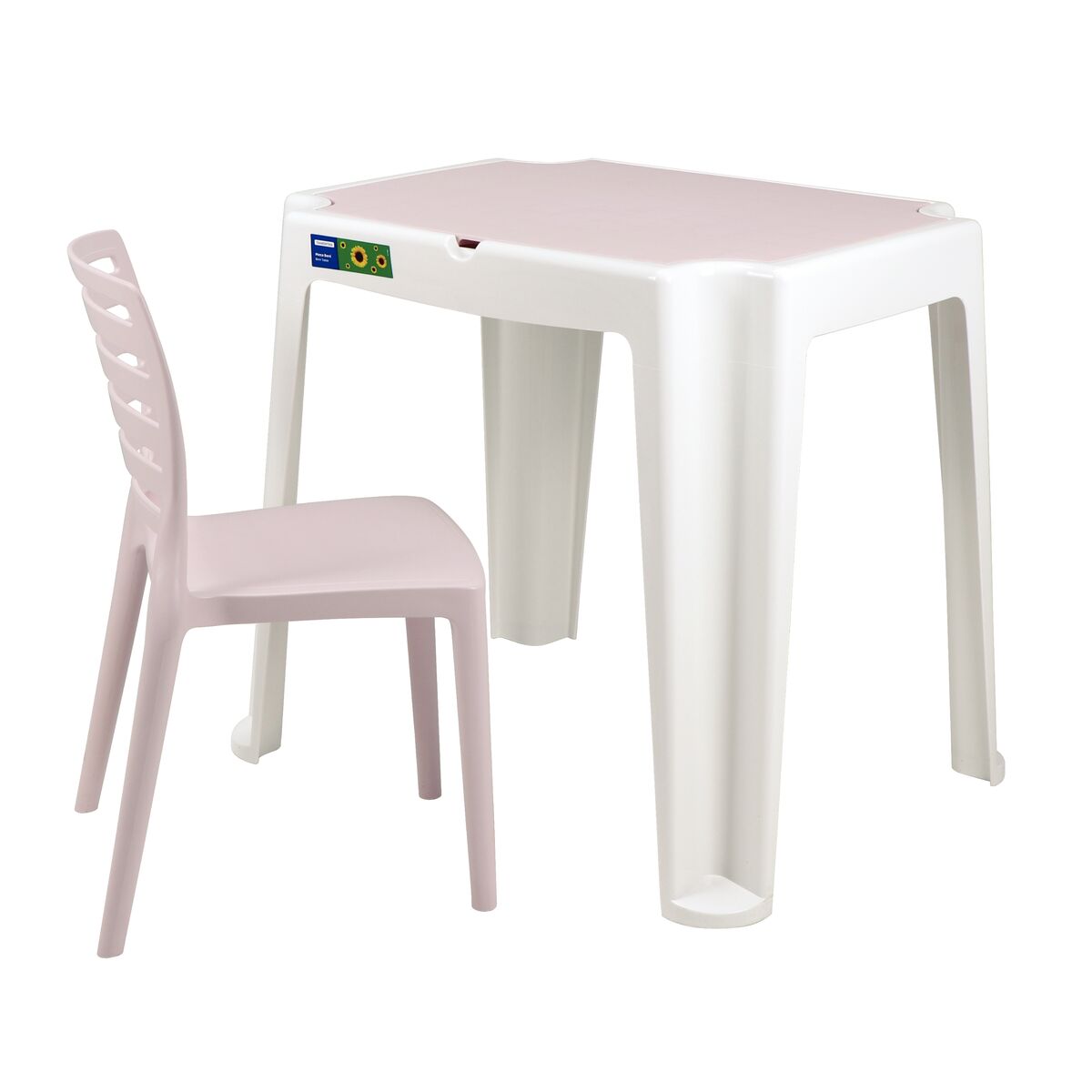 Tramontina Beni Children Table and Chair Set in Pink Polypropylene with Activity Board
