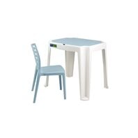 Conjunto Infantil de Mesa e Cadeira Tramontina Beni em Polipropileno Azul com Quadro de Atividades