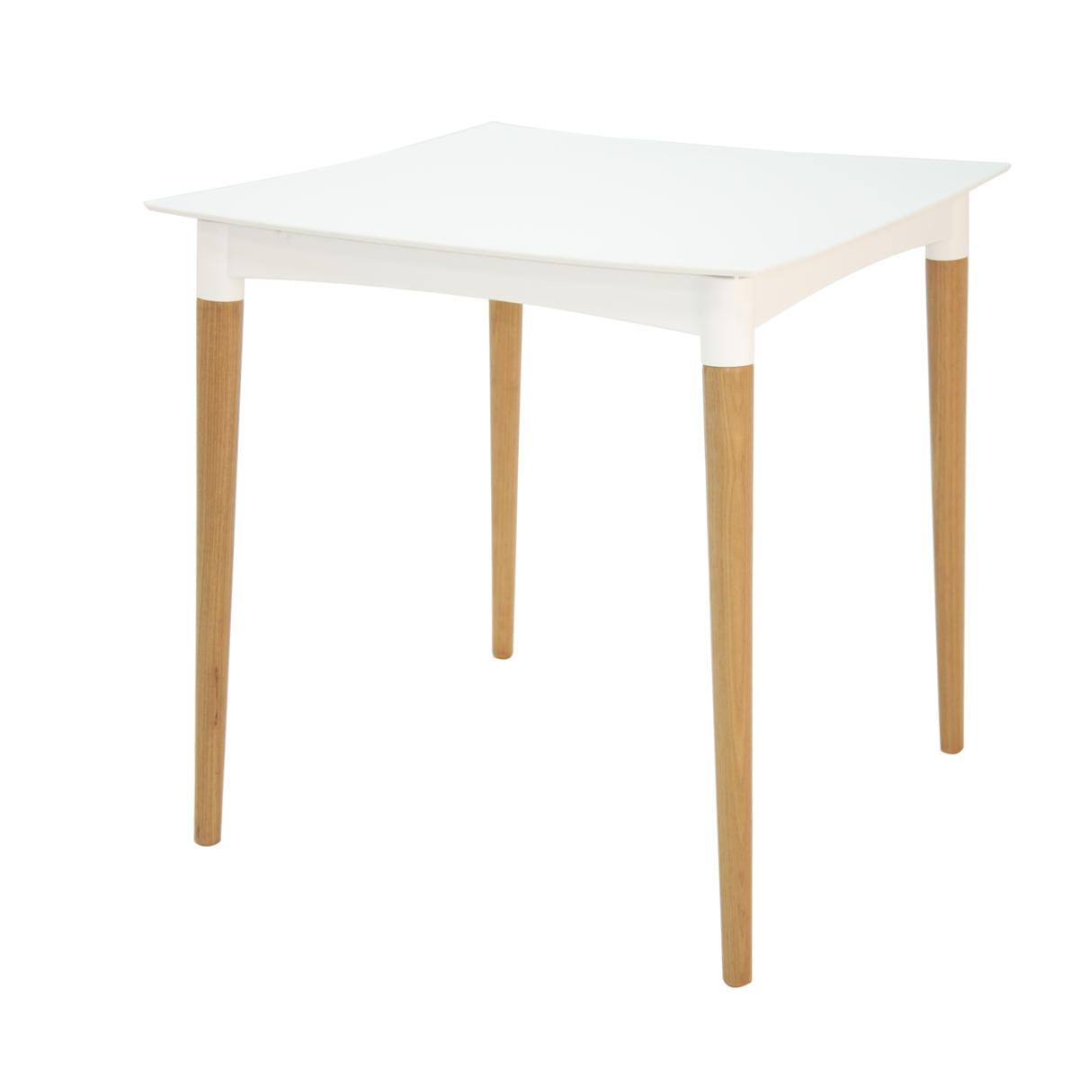 Белый стол с деревянными ножками