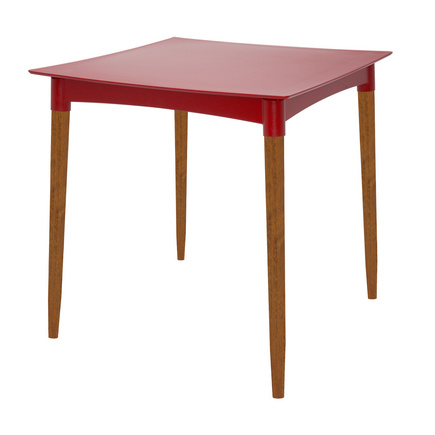 Mesa Tramontina Diana em Polipropileno Vermelho com Pernas de Madeira Eucalipto