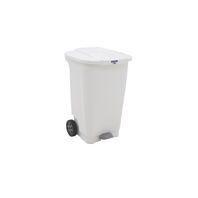 Tramontina T-Force white polypropylene trash can with wheels, 100L