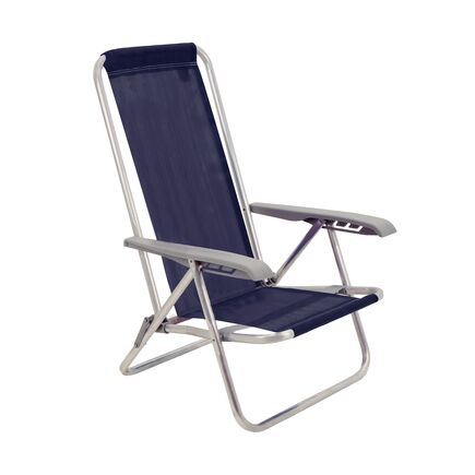 Cadeira de Praia Reclin&aacute;vel Tramontina Bali Baixa em Alum&iacute;nio com Assento Azul Escuro Cor Azul - SKU 92900106 - 1
