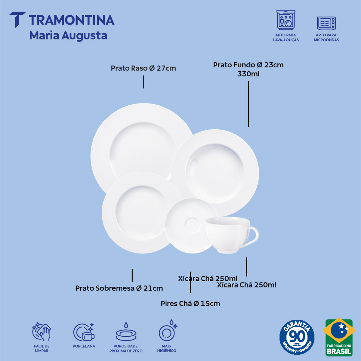 Aparelho de Jantar Tramontina Maria Augusta em Porcelana 20 Pe&ccedil;as Cor Branco - SKU 96010087 - 2 image number 1