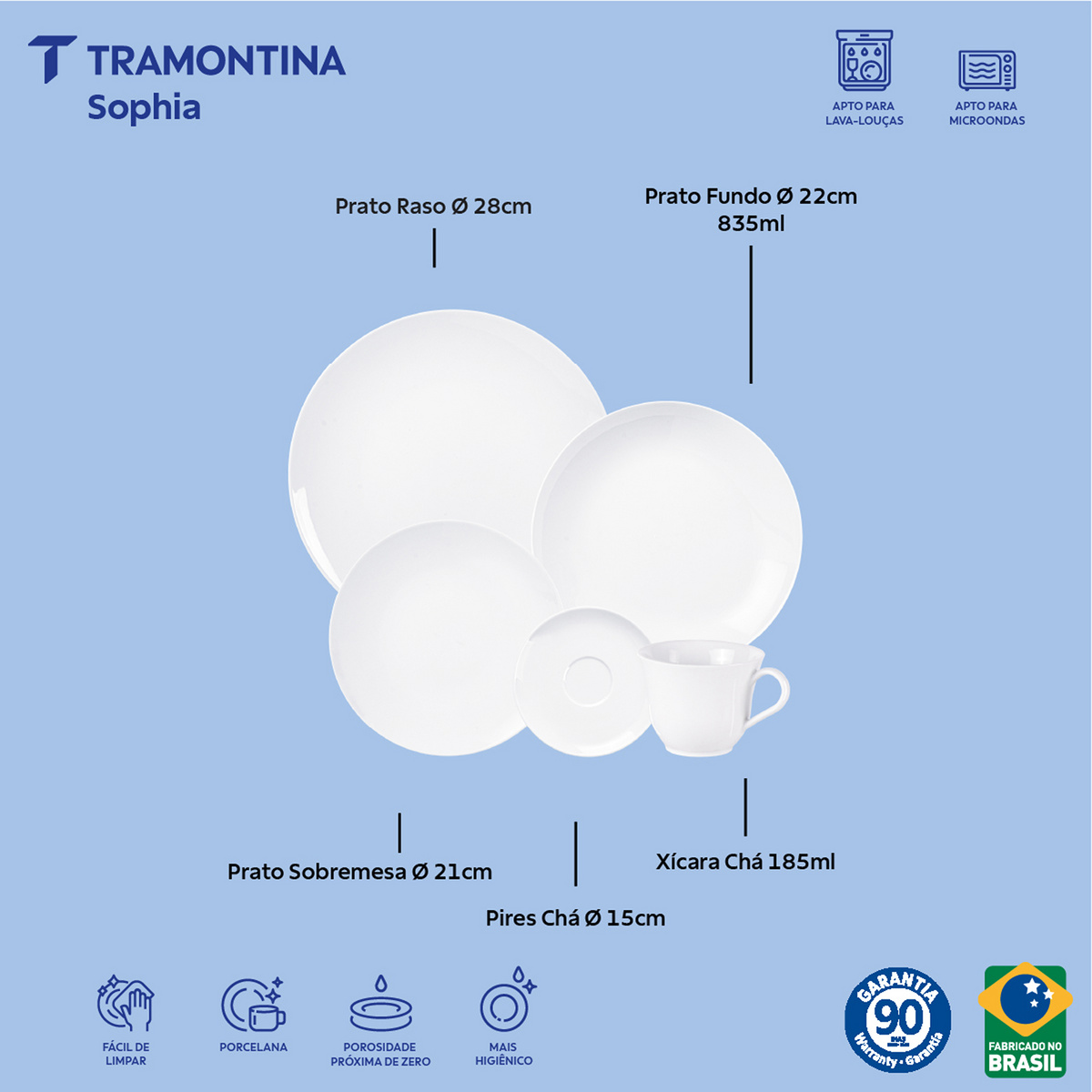 Aparelho de Jantar Tramontina Sophia em Porcelana 20 Pe&ccedil;as Cor Branco - SKU 96010187 - 2 image number 1