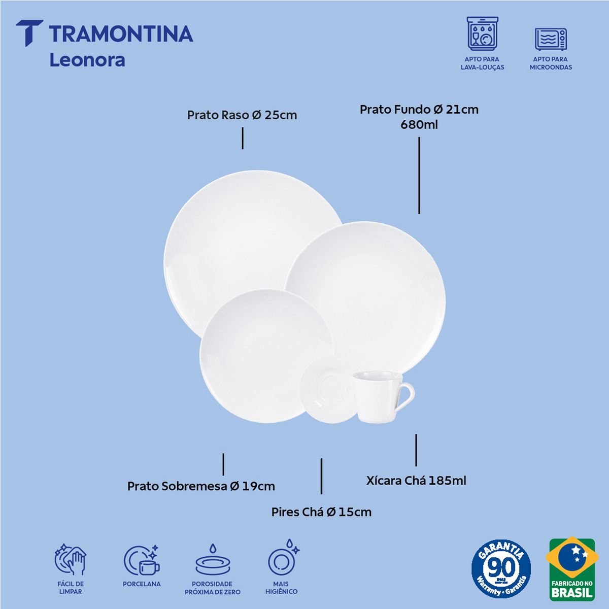 Aparelho de Jantar Tramontina Leonora em Porcelana 20 Pe&ccedil;as Cor Branco - SKU 96010287 - 2 image number 1