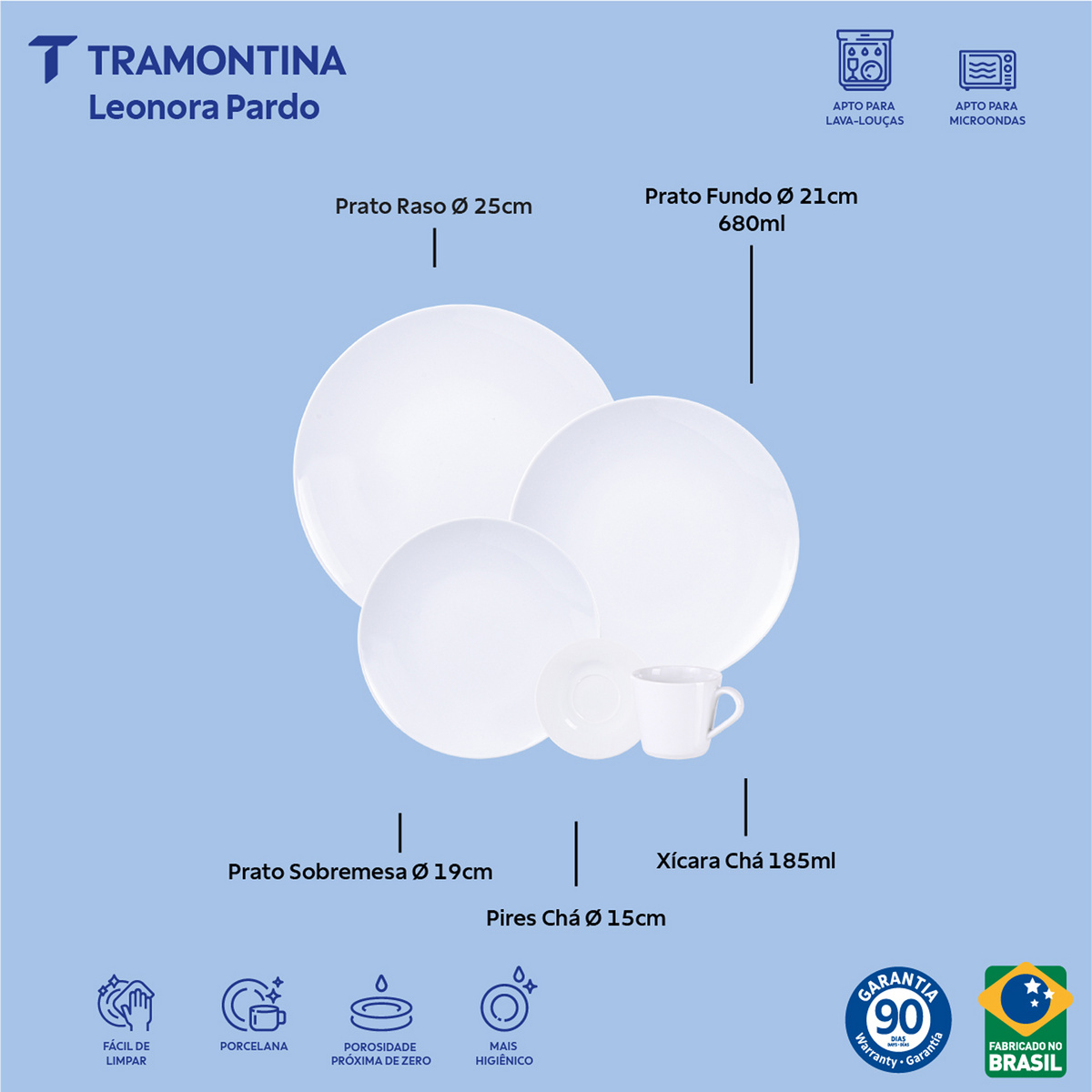 Aparelho de Jantar Tramontina Leonora em Porcelana 20 Pe&ccedil;as Cor Branco - SKU 96010289 - 2 image number 1