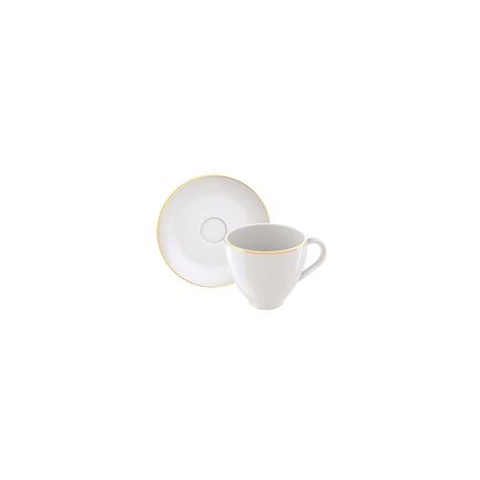 Conjunto X&iacute;cara e Pires de Caf&eacute; Tramontina Anna em Porcelana Decorada 2 Pe&ccedil;as Cor Ouro| Filete - SKU 96010438