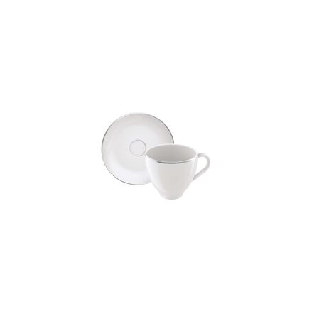 Conjunto X&iacute;cara e Pires de Caf&eacute; Tramontina Atena em Porcelana, 100ml Cor Prata | Filete - SKU 96010638 - 1