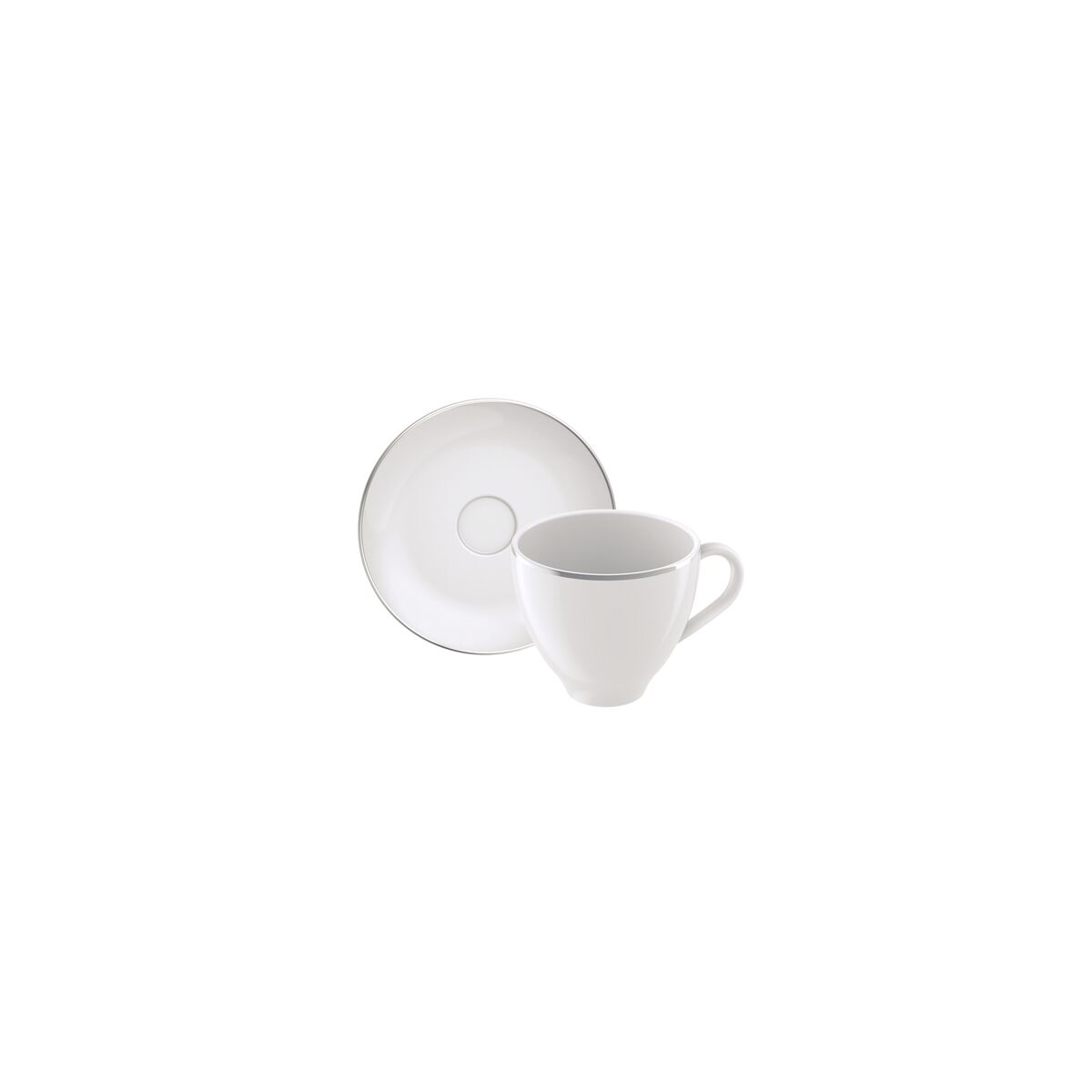 Conjunto X&iacute;cara e Pires de Caf&eacute; Tramontina Atena em Porcelana, 100ml Cor Prata | Filete - SKU 96010638 - 1 image number 0
