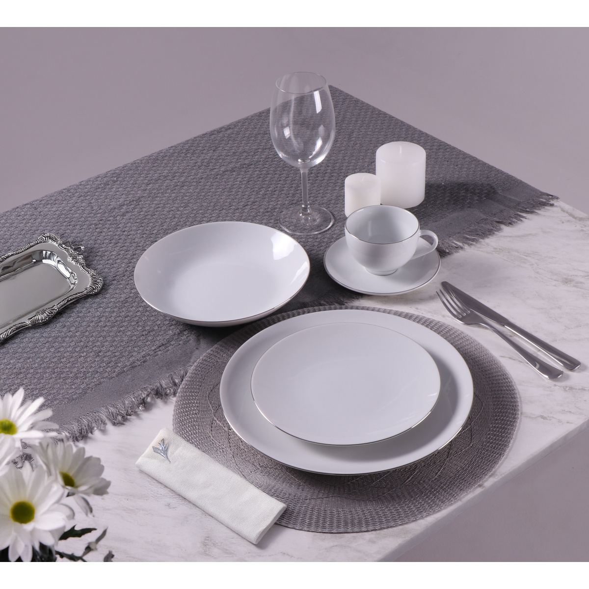 Aparelho de Jantar Tramontina Atena em Porcelana Decorada 20 Pe&ccedil;as Cor Branco - SKU 96010687 - 2 image number 1