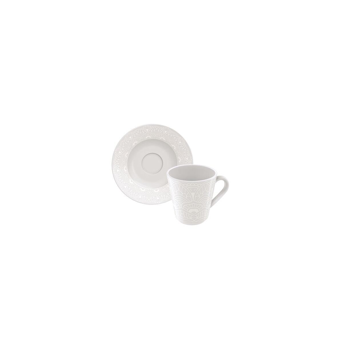 Conjunto X&iacute;cara e Pires de Caf&eacute; Tramontina Alicia em Porcelana Decorada Cor Branco - SKU 96011238 - 1 image number 0