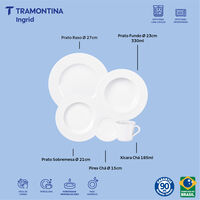 Aparelho de Jantar Tramontina Ingrid em Porcelana Decorada 20 Pe&ccedil;as Cor Branco - SKU 96011887 - 2 image number 1