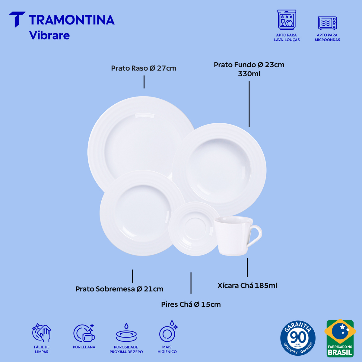 Aparelho de Jantar Tramontina Vibrare em Porcelana Decorada 30 Pe&ccedil;as Cor Branco - SKU 96012290 - 10 image number 9