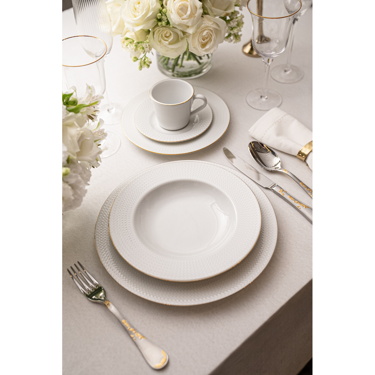Prato Sobremesa Tramontina Mesh Filete de Ouro em Porcelana 21 cm Cor Branco - SKU 96012306 - 3 image number 2