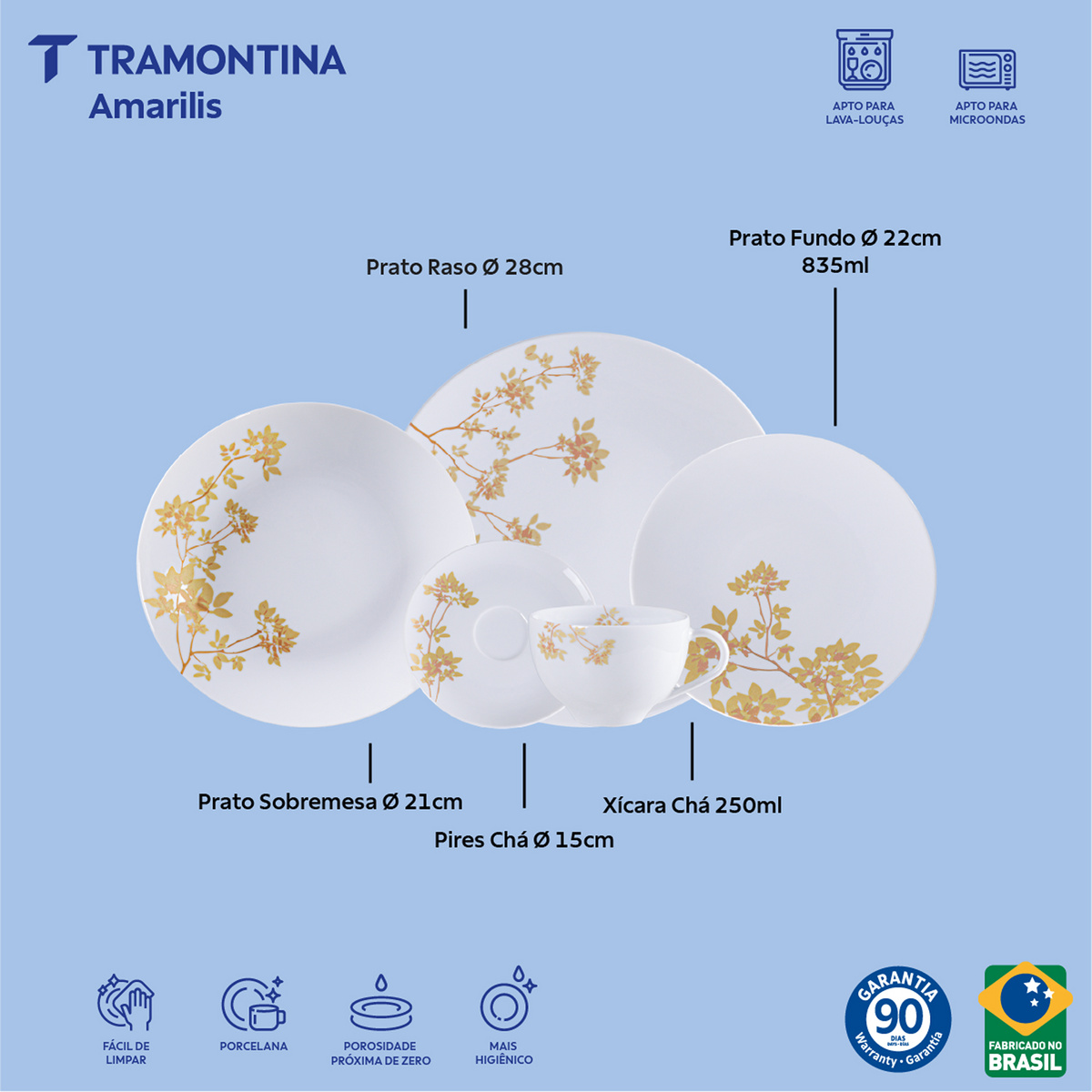 Aparelho de Jantar Tramontina Amarilis em Porcelana Decorada 30 Pe&ccedil;as Cor Decorado - SKU 96012490 - 2 image number 1
