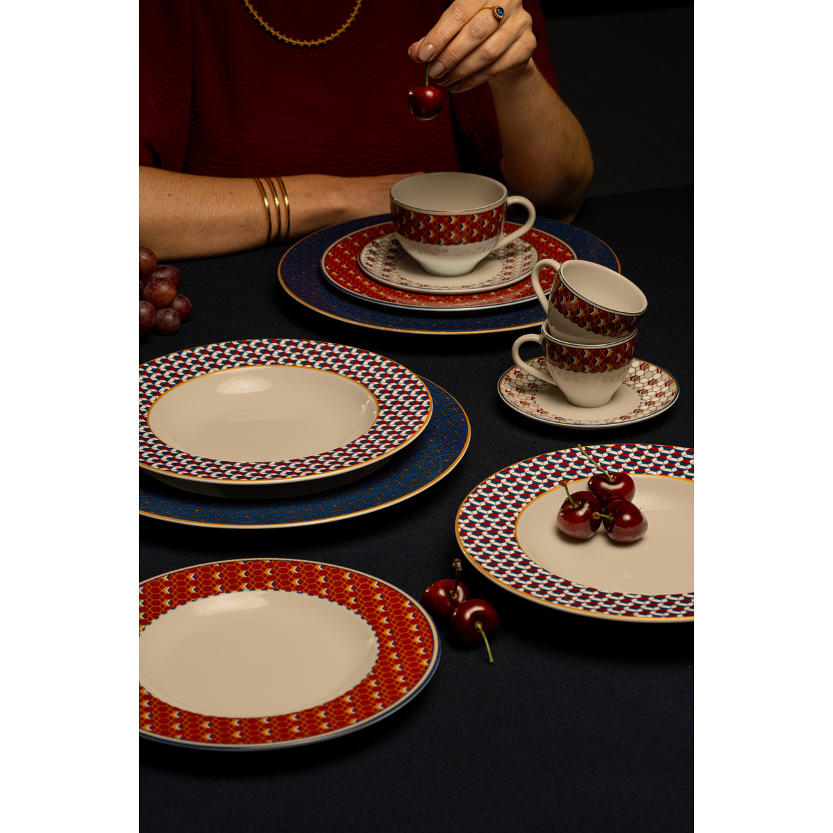 Aparelho de Jantar Tramontina Lazuli em Porcelana Decorada 30 Pe&ccedil;as Cor Decorado - SKU 96012590 - 2 image number 1