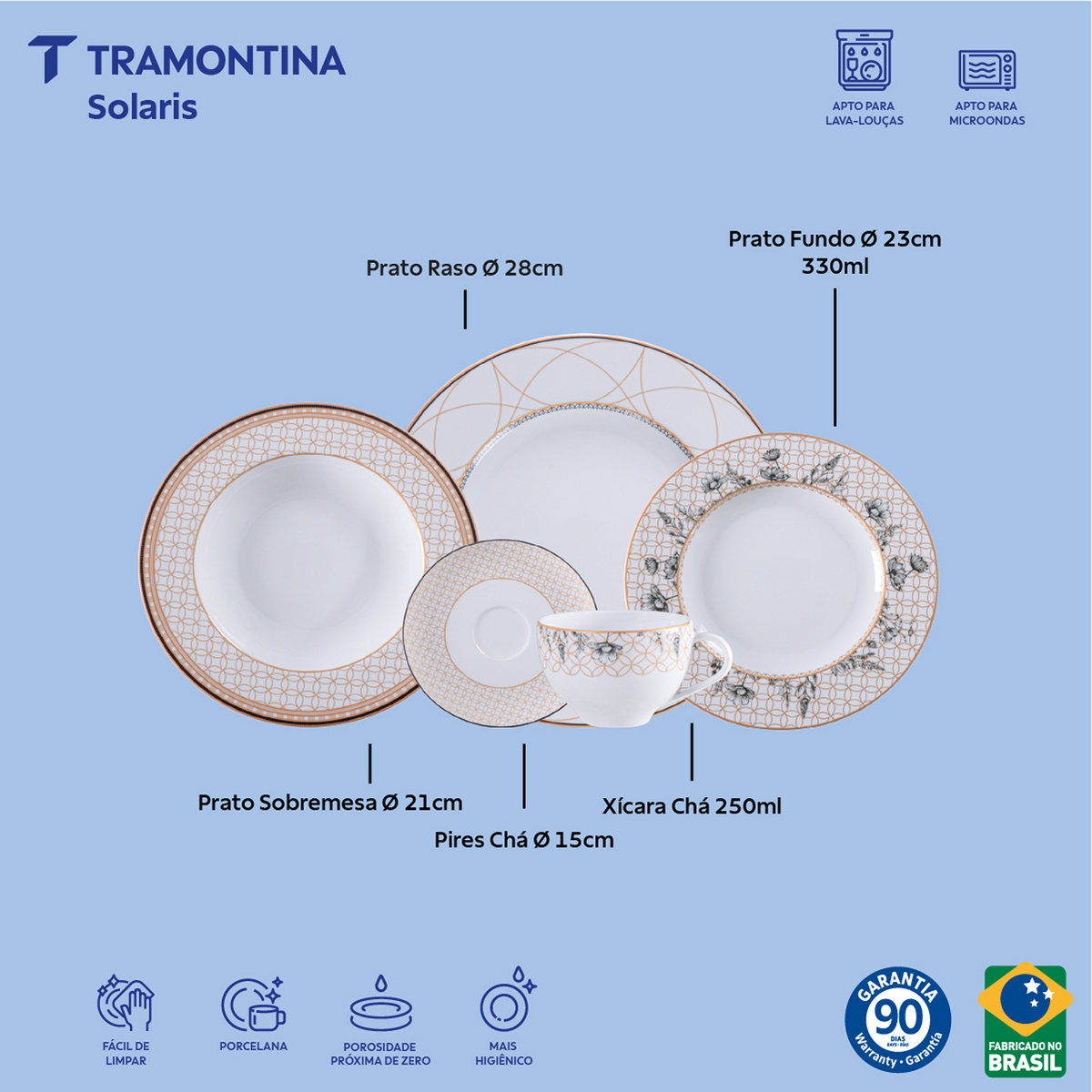 Aparelho de Jantar Tramontina Solaris em Porcelana Decorada 30 Pe&ccedil;as Cor Decorado - SKU 96012690 - 3 image number 2