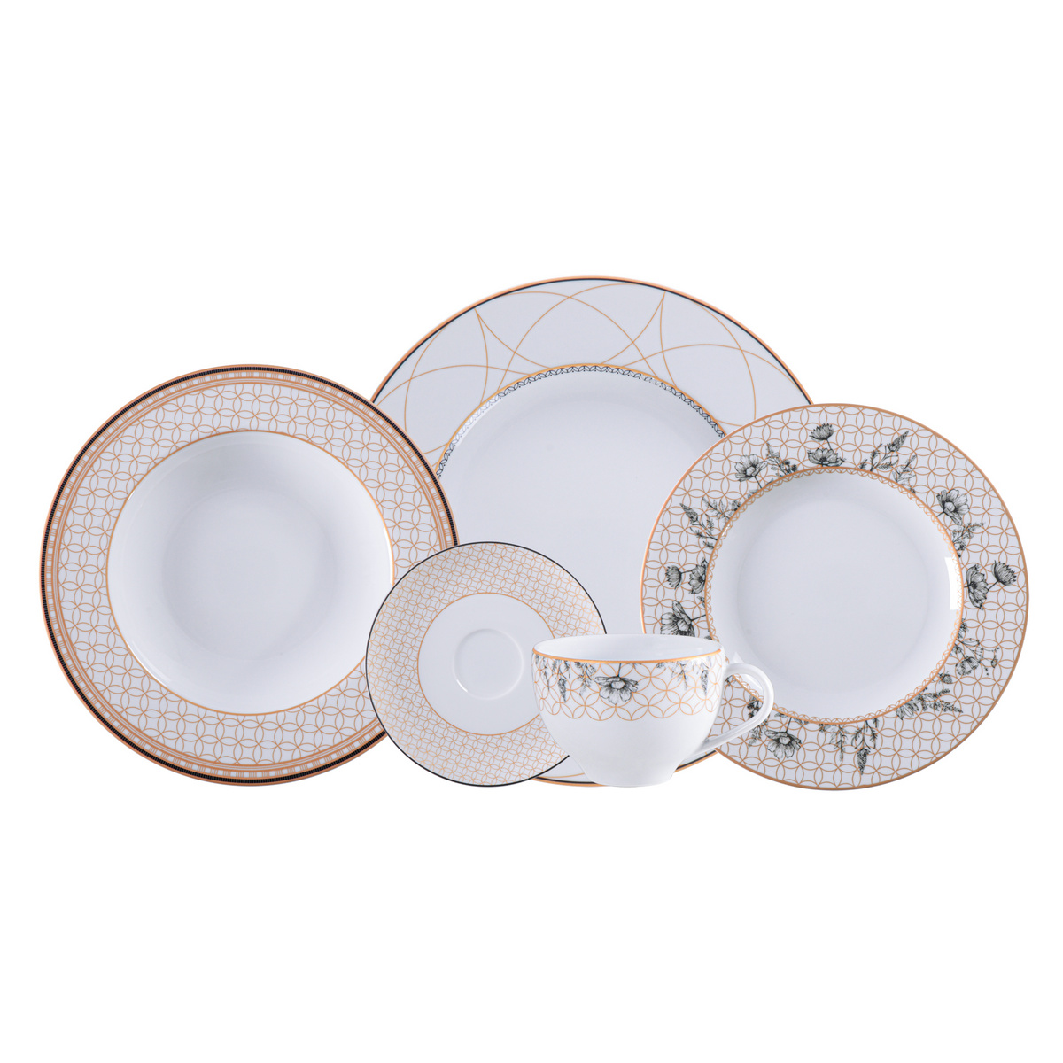 Vajilla Tramontina Solaris en Porcelana Decorada 30 Piezas