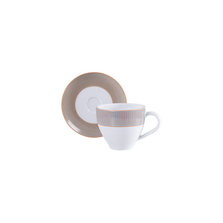 Conjunto X&iacute;cara e Pires de Caf&eacute; Tramontina Aurum em Porcelana Decorada 100 ml 2 Pe&ccedil;as Cor Branco - SKU 96012738 - 1