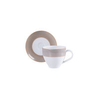 Conjunto Xícara e Pires de Café Tramontina Aurum em Porcelana Decorada 100 ml 2 Peças