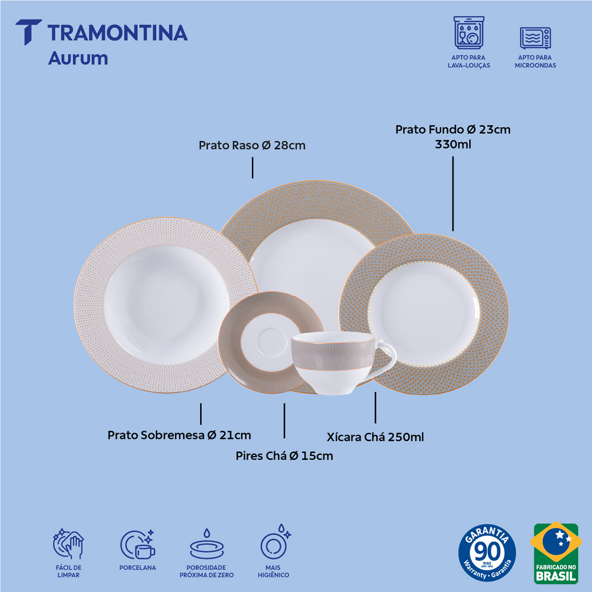 Aparelho de Jantar Tramontina Aurum em Porcelana Decorada 30 Pe&ccedil;as Cor Decorado - SKU 96012790 - 2 image number 1