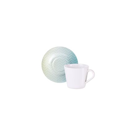 Conjunto Xícara e Pires de Chá Tramontina Polaris em Porcelana Decorada, 185 ml