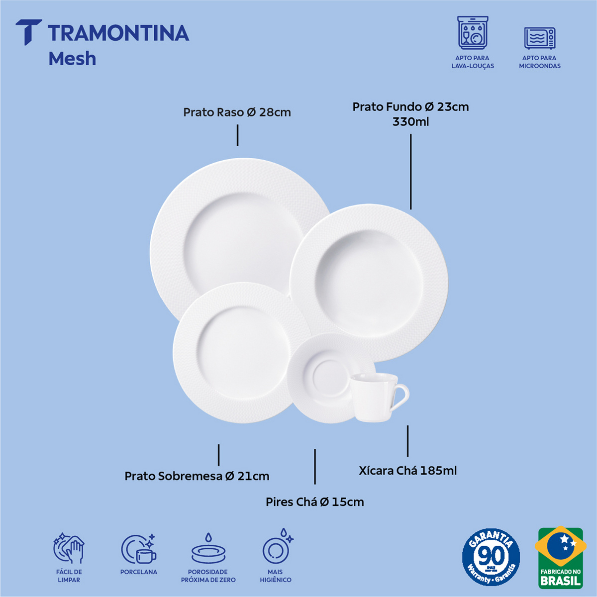 Aparelho de Jantar Tramontina Mesh em Porcelana Decorada 20 Pe&ccedil;as - SKU 96589028 - 2 image number 1