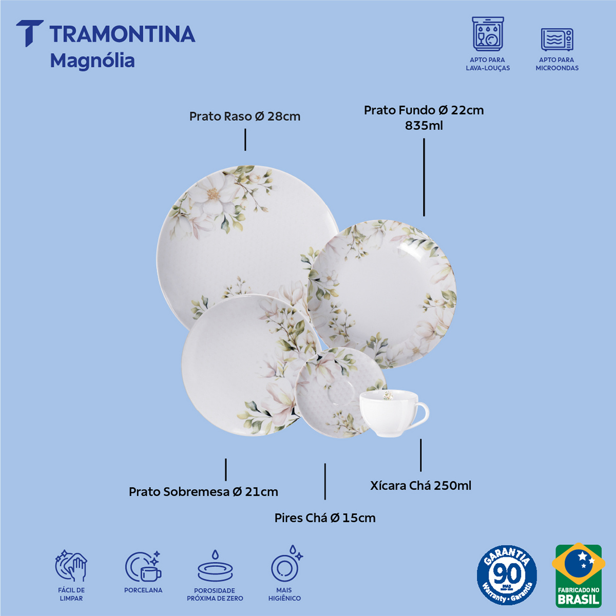 Aparelho de Jantar Tramontina Magn&oacute;lia em Porcelana Decorada 20 Pe&ccedil;as - SKU 96589034 - 2 image number 1
