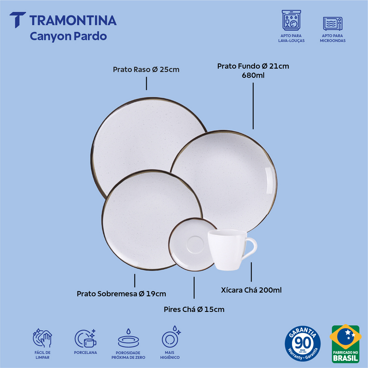 Aparelho de Jantar Tramontina Canyon Pardo em Porcelana Decorada 20 Pe&ccedil;as Cor Decorado - SKU 96589068 - 2 image number 1