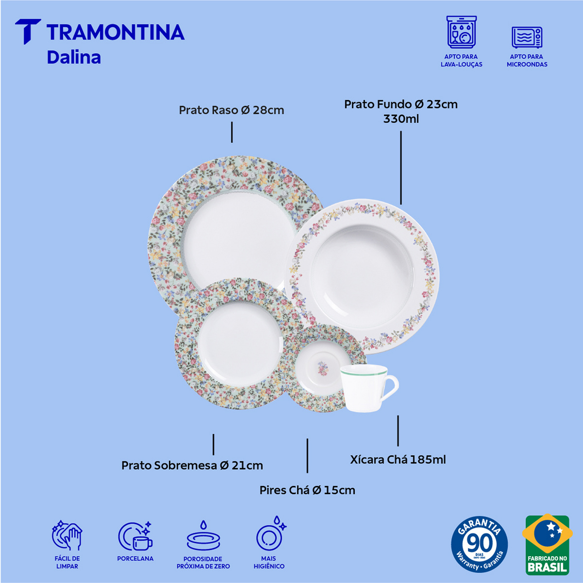Aparelho de Jantar Tramontina Dalina em Porcelana Decorada 30 Pe&ccedil;as - SKU 96589077 - 3 image number 2