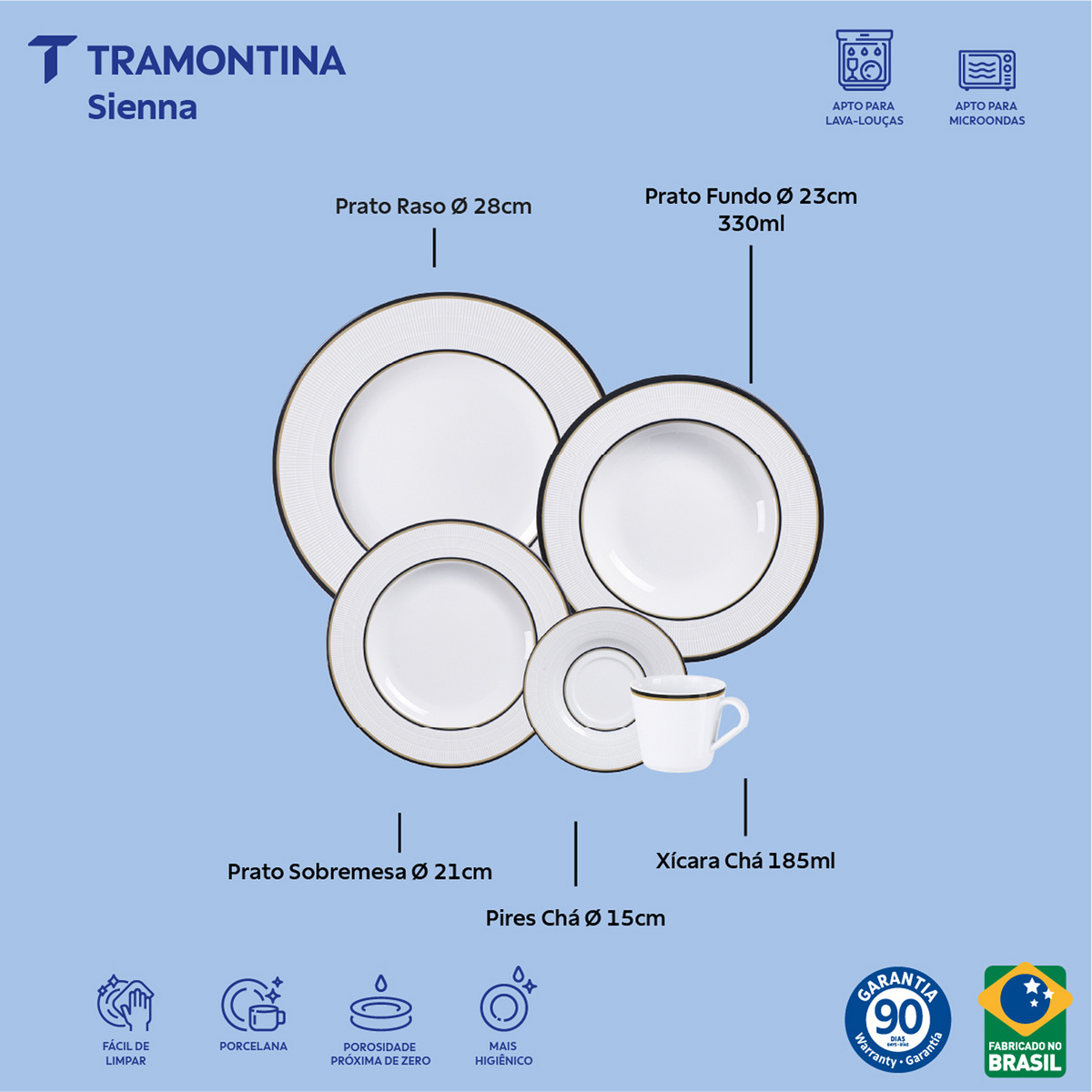 Aparelho de Jantar Tramontina Sienna em Porcelana Decorada 20 Pe&ccedil;as Cor Decorado - SKU 96589078 - 2 image number 1