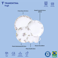 Aparelho de Jantar Tramontina Fogli em Porcelana Decorada 20 Pe&ccedil;as Cor Decorado - SKU 96589087 - 2 image number 1