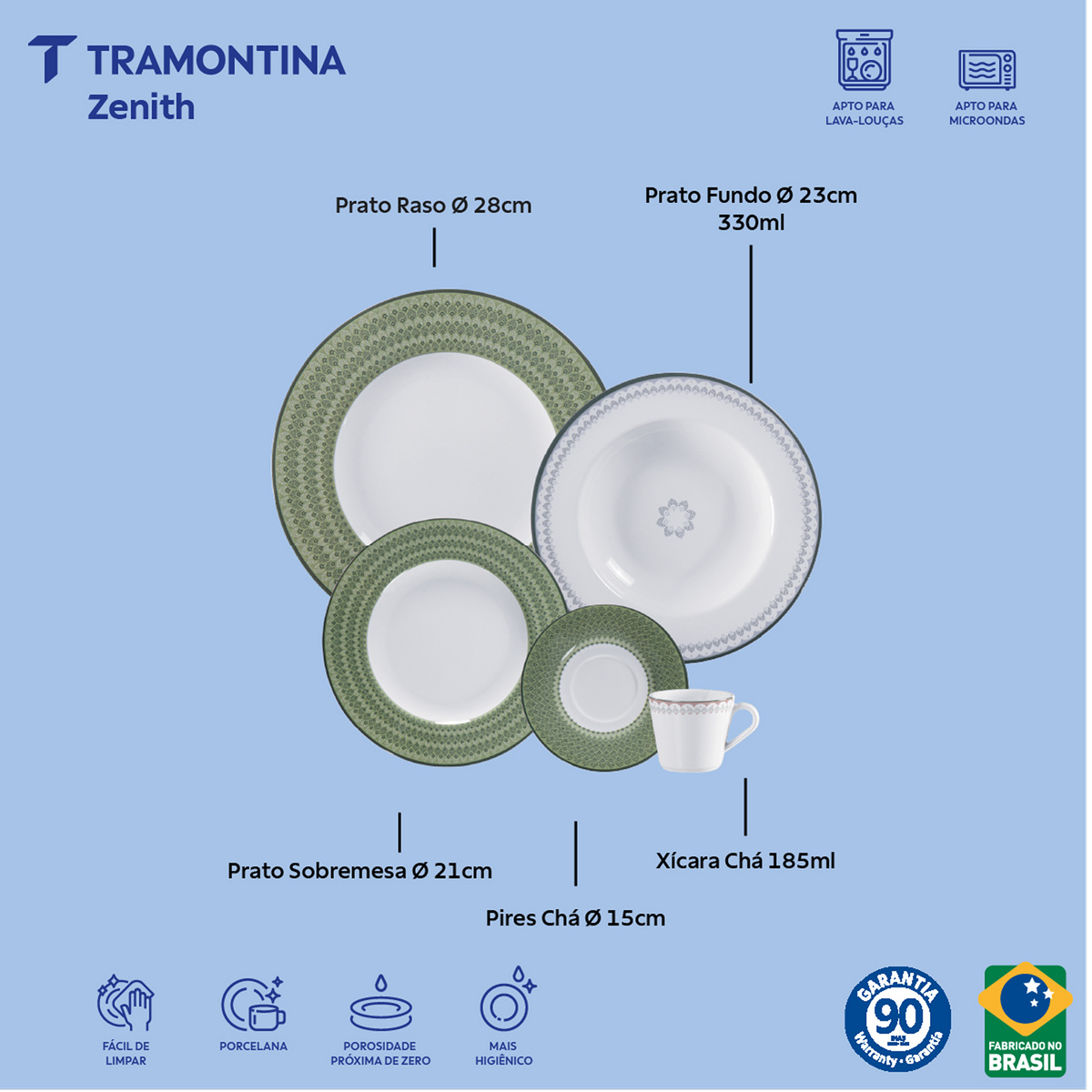 Aparelho de Jantar Tramontina Zenith em Porcelana Decorada 20 Pe&ccedil;as Cor Verde - SKU 96589096 - 2 image number 1