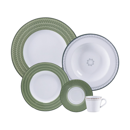 Aparelho de Jantar Tramontina Zenith em Porcelana Decorada 20 Pe&ccedil;as Cor Verde - SKU 96589096