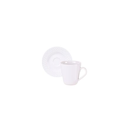 Kit X&iacute;cara e Pires de Caf&eacute; Tramontina Ingrid em Porcelana Decorada 70 ml 12 Pe&ccedil;as Cor Branco - SKU 96950082 - 1