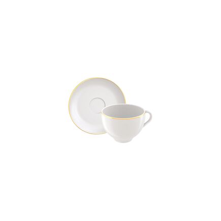 Kit  X&iacute;cara e Pires de Ch&aacute; Tramontina Anna em Porcelana Decorada Cor Ouro| Filete - SKU 96950120 - 1