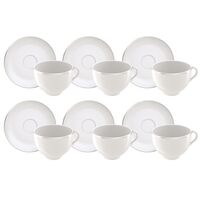 Kit X&iacute;cara e Pires de Ch&aacute; Tramontina Atena em Porcelana Decorada 250 ml 06 Pe&ccedil;as Cor Prata | Filete - SKU 96950124 - 1 image number 0