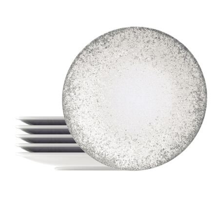 Kit Prato Raso Tramontina Camila em Porcelana Decorada 28 cm 06 Pe&ccedil;as Cor Cinza - SKU 96950180