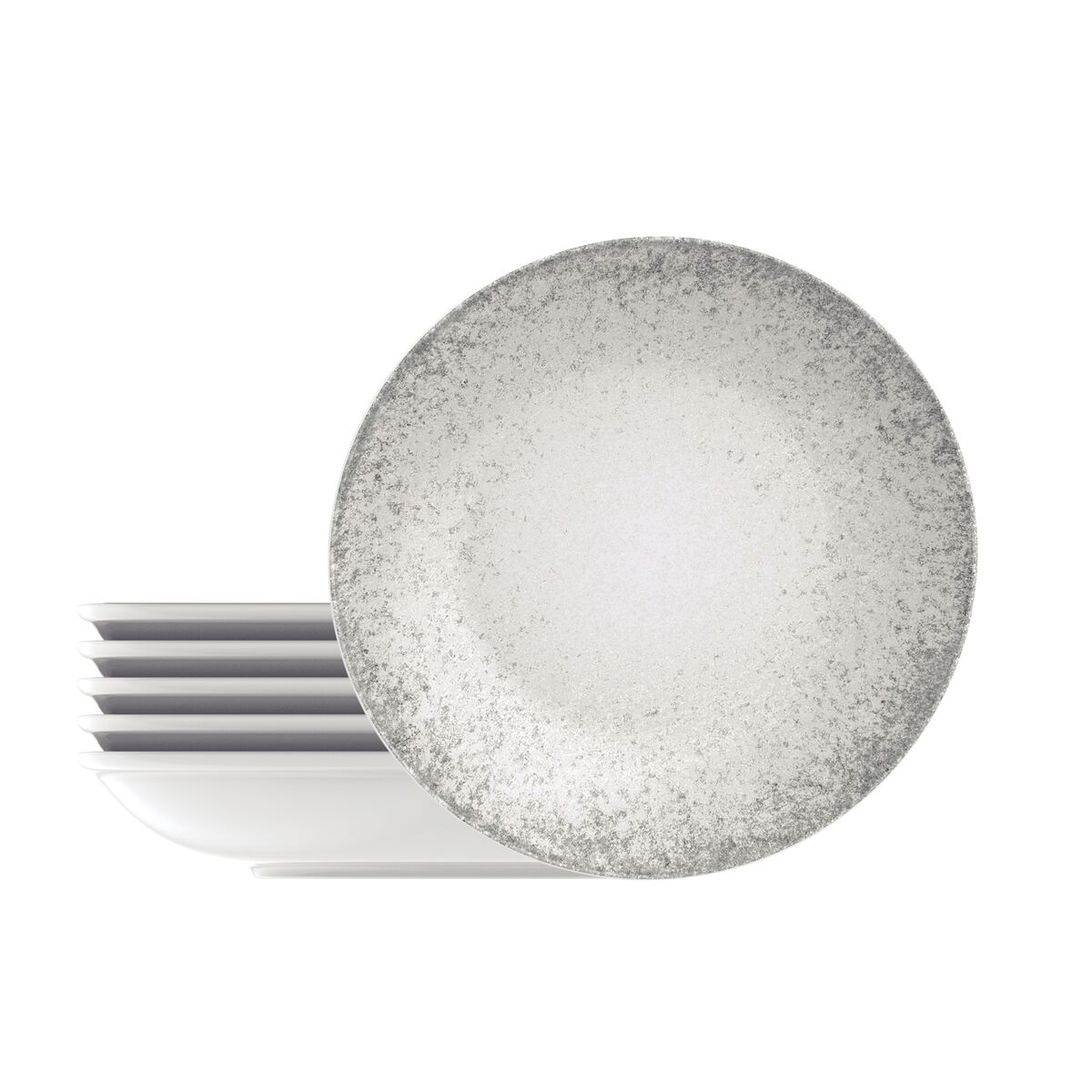 Kit Prato Fundo Tramontina Camila em Porcelana Decorada 22 cm 06 Pe&ccedil;as Cor Cinza - SKU 96950182 - 1 image number 0