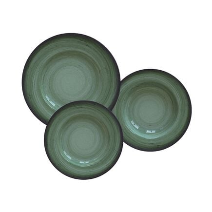Jogo de Pratos Tramontina Rústico Verde em Porcelana Decorada 12 Peças