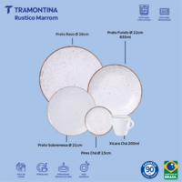 Aparelho de Jantar Tramontina R&uacute;stico Marrom em Porcelana 20 Pe&ccedil;as Cor Branco - SKU 96989012 - 3 image number 2