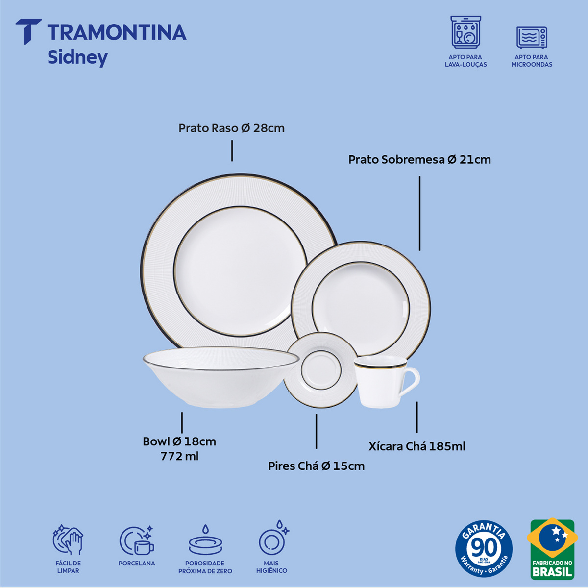 Aparelho de Jantar Tramontina Sidney em Porcelana 20 Pe&ccedil;as - SKU 96990158 - 2 image number 1