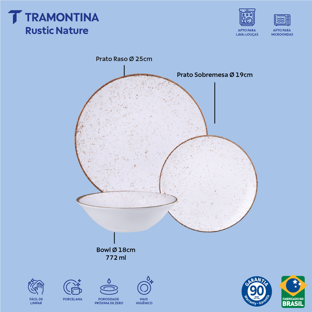 Jogo de Pratos Tramontina R&uacute;stico Nature em Porcelana Decorada 12 Pe&ccedil;as - SKU 96990159 - 2 image number 1