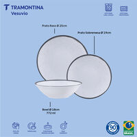 Jogo de Pratos Tramontina Vesuvio em Porcelana com Bowl 12 Pe&ccedil;as Cor Branco - SKU 96990203 - 3 image number 2