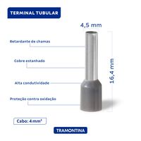 Terminais de Conex&atilde;o Tubulares Tramontina em cobre estanhado e nylon 4 mm&sup2; x 12 Cinza 50 Pe&ccedil;as - SKU 55936005 - 3 image number 2