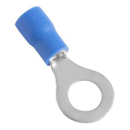 Terminais de Conexão Olhal Tramontina em cobre estanhado e nylon 2,5 mm² x 12 mm x M6 Azul 50 Peças